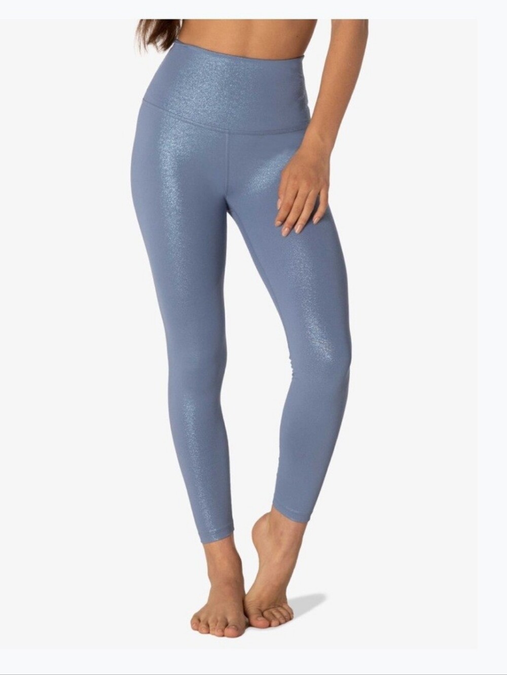 Beyond Yoga Shimmer High-Rise Leggings in Dusty Blue